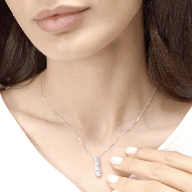 Zenith Diamond Pendant-Chain in 18K White Gold