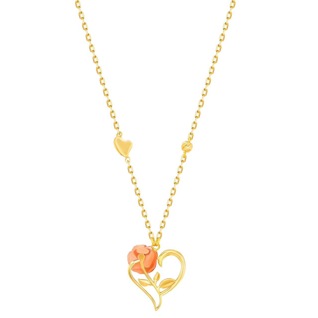 Rose Necklace in 18K Yellow & Rose Gold