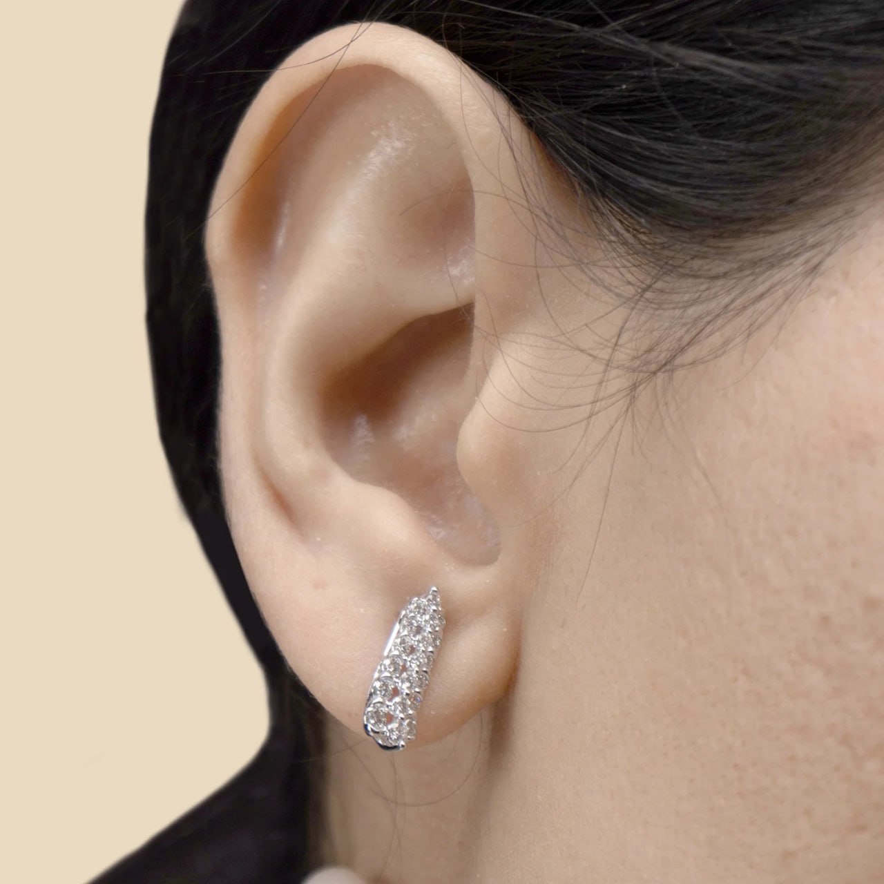 Zenith Diamond Earring in 18K White Gold