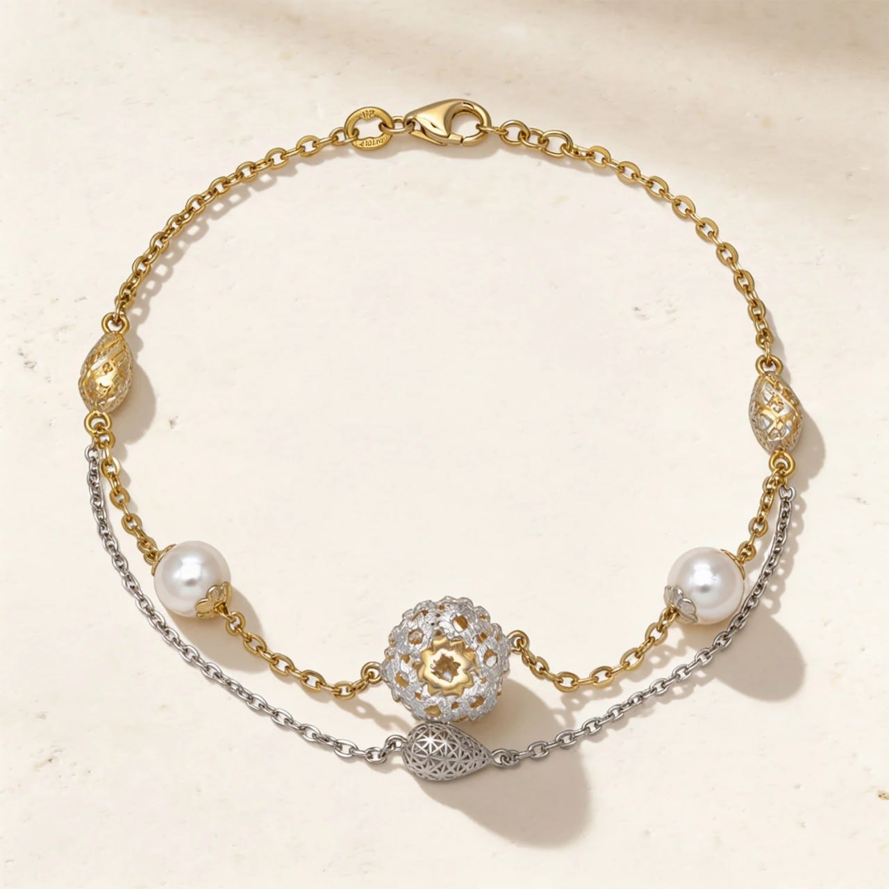 Trendy Pearl Bracelet in 18K Yellow Gold