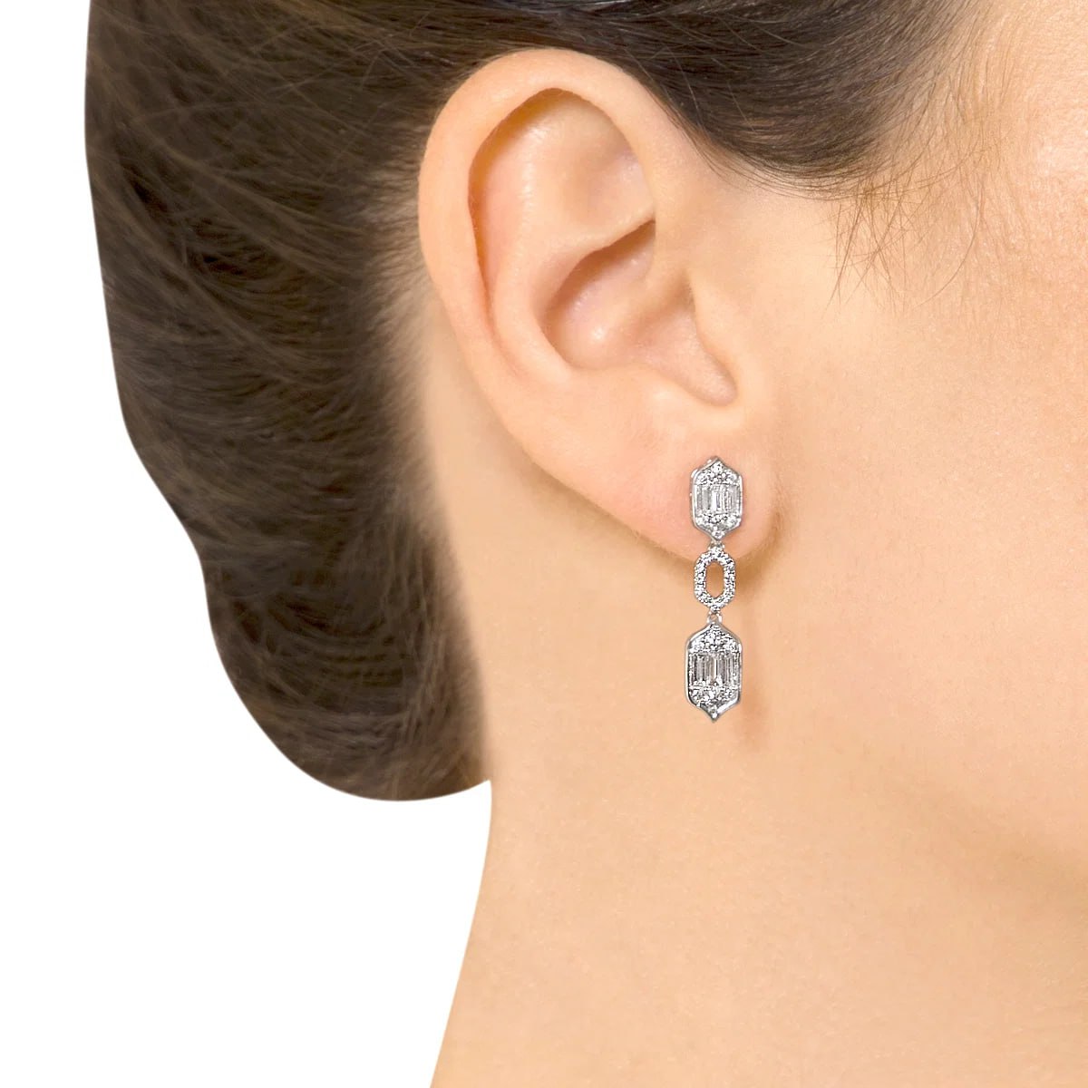Palace Diamond Earring in 18K White Gold